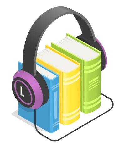 A stack of books topped with a pair of headphones, suggesting a blend of reading and listening experiences.